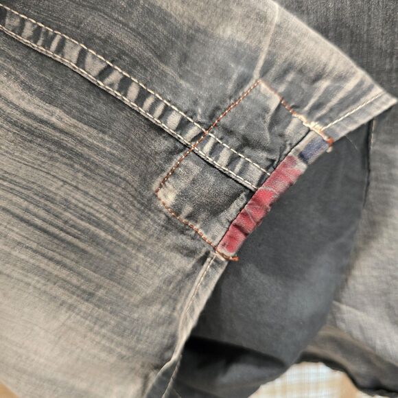 Tailored Recreation Shirt Mens Large Gray Distressed Western Casual Long Sleeve - Picture 6 of 15